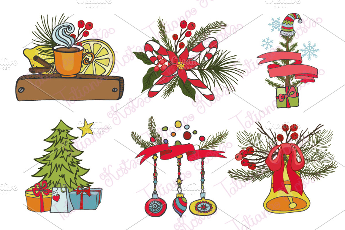 65 Christmas doodle decoration kit, an Object Graphic by Tatianakost49 (Photo 3 of 3)
