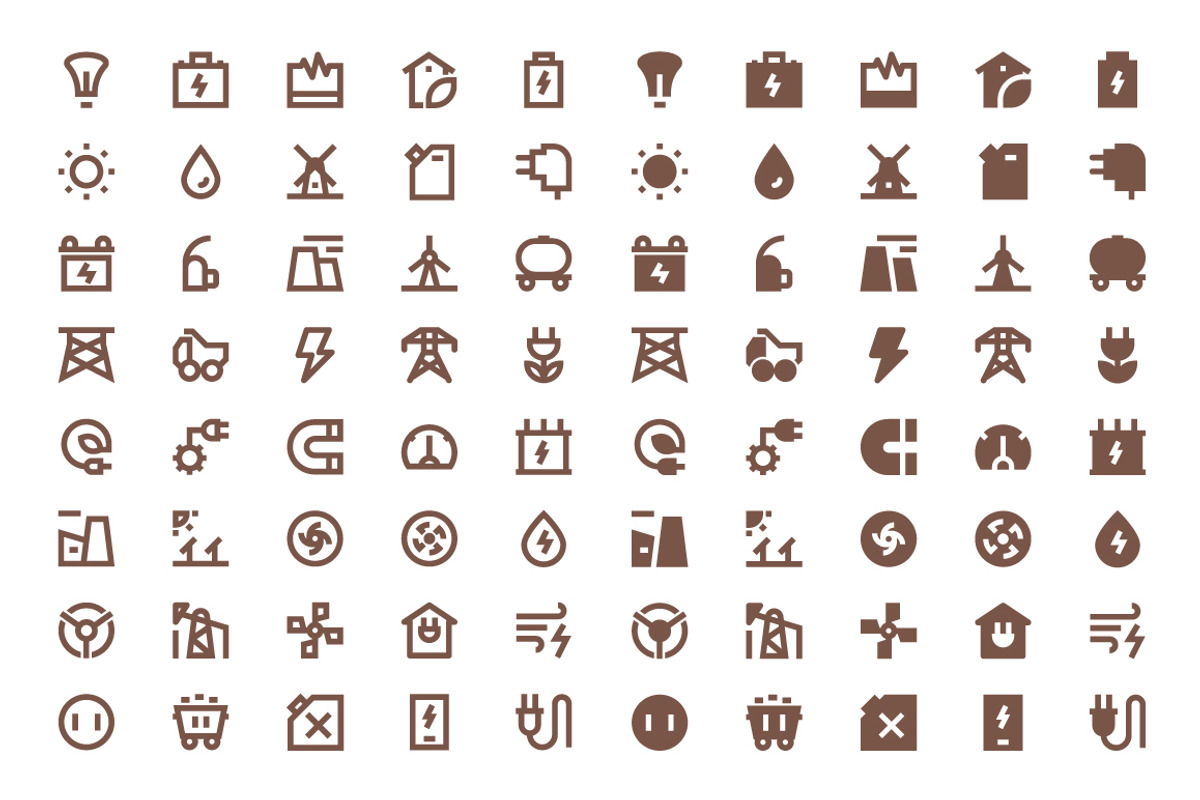 140 Energy and Power Material Icons, a Solid Icon by Creative Stall (Photo 3 of 4)