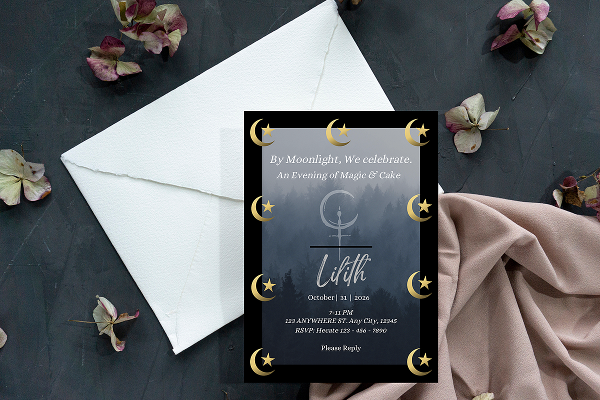 Goth Birthday Invite Canva Editable, an Invitation Template by Willow Paige Farms (Photo 2 of 8)