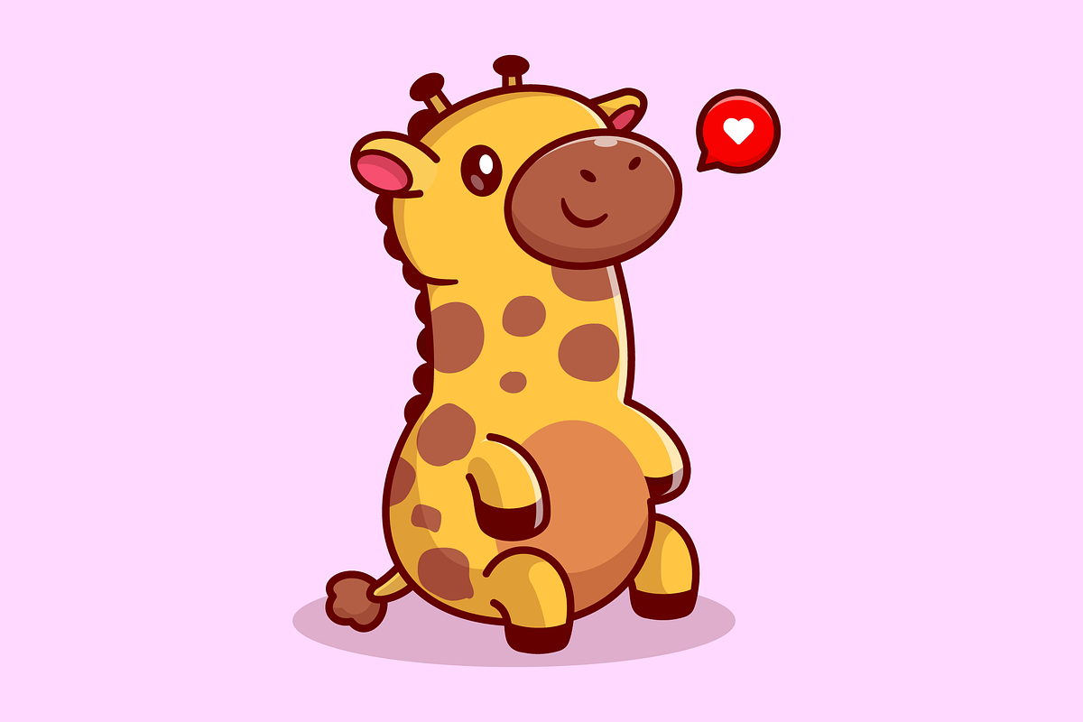 Cute Baby Giraffe Sitting Cartoon, an Animal Illustration by Catalyst Labs (Photo 3 of 3)