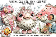 Whimsical Sea Fish Clipart, an Illustration by OK Design (Thumbnail 1 of 6)