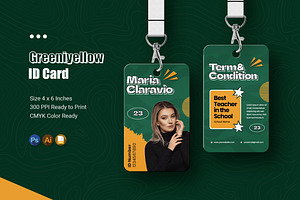 Greeniyellow Teacher ID Card