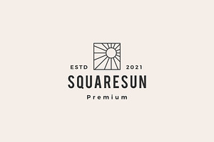 Square Sun Hipster Vintage Logo