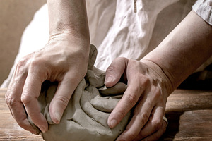 Pottery clay in femail hands, a School & Education Photo by Natasha Breen
