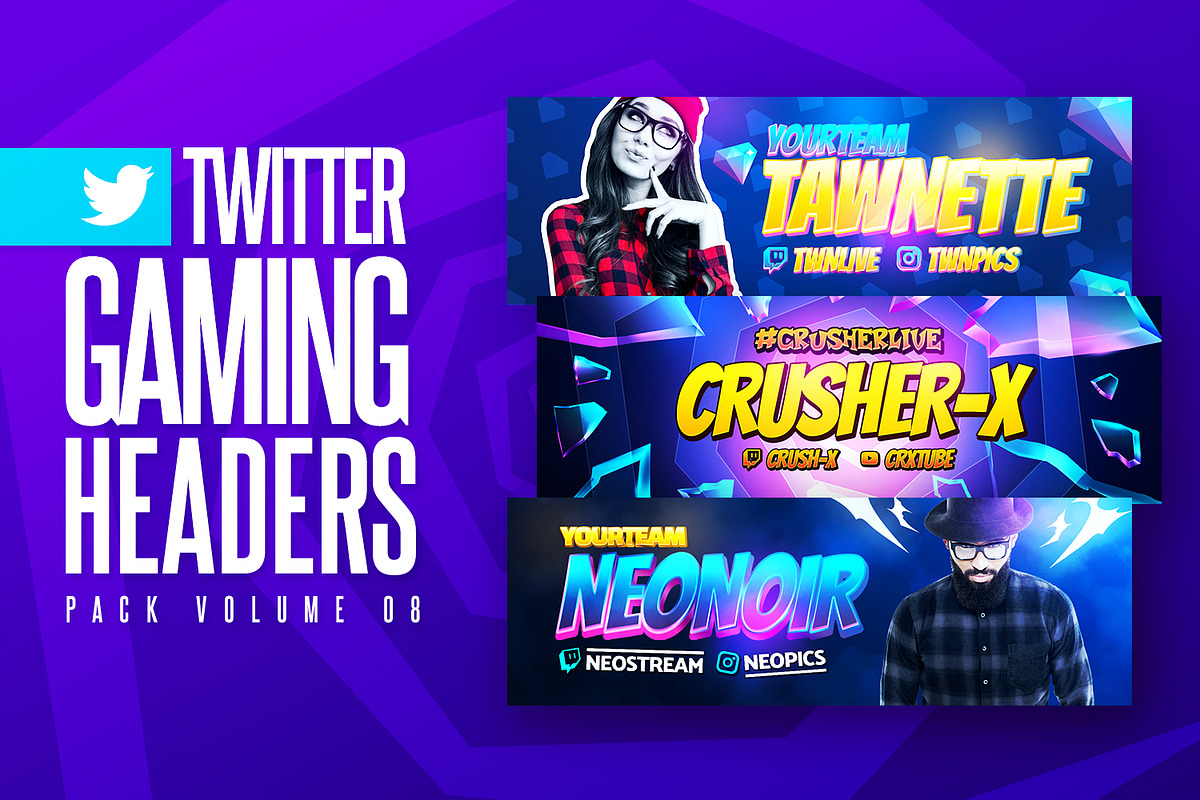 Gaming Twitter Headers Bundle, a Social Media Template by Odin_Design (Photo 8 of 10)