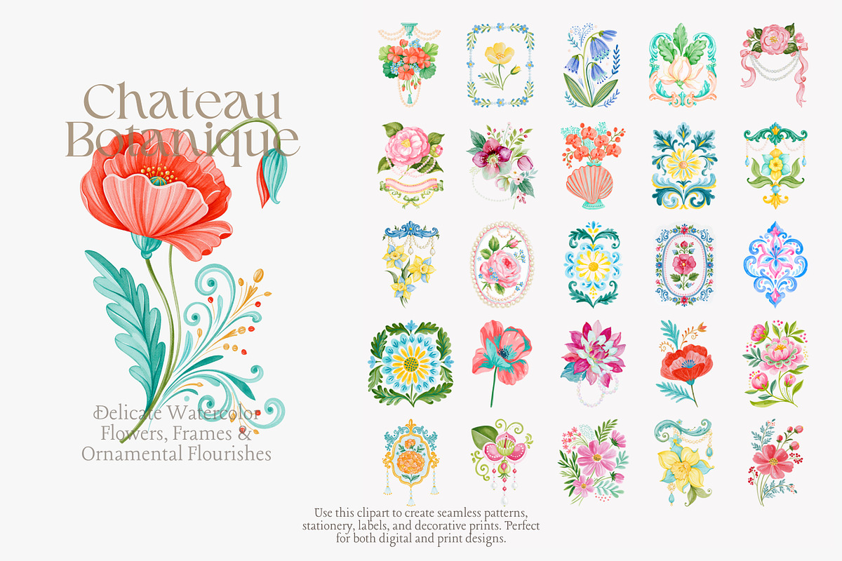 Chateau Botanique Clipart Set, a Decorative Illustration by Patishop Art (Photo 7 of 14)