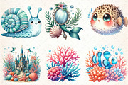 Watercolor Under the Sea Clipart, an Illustration by DreamCafeArt (Thumbnail 2 of 7)
