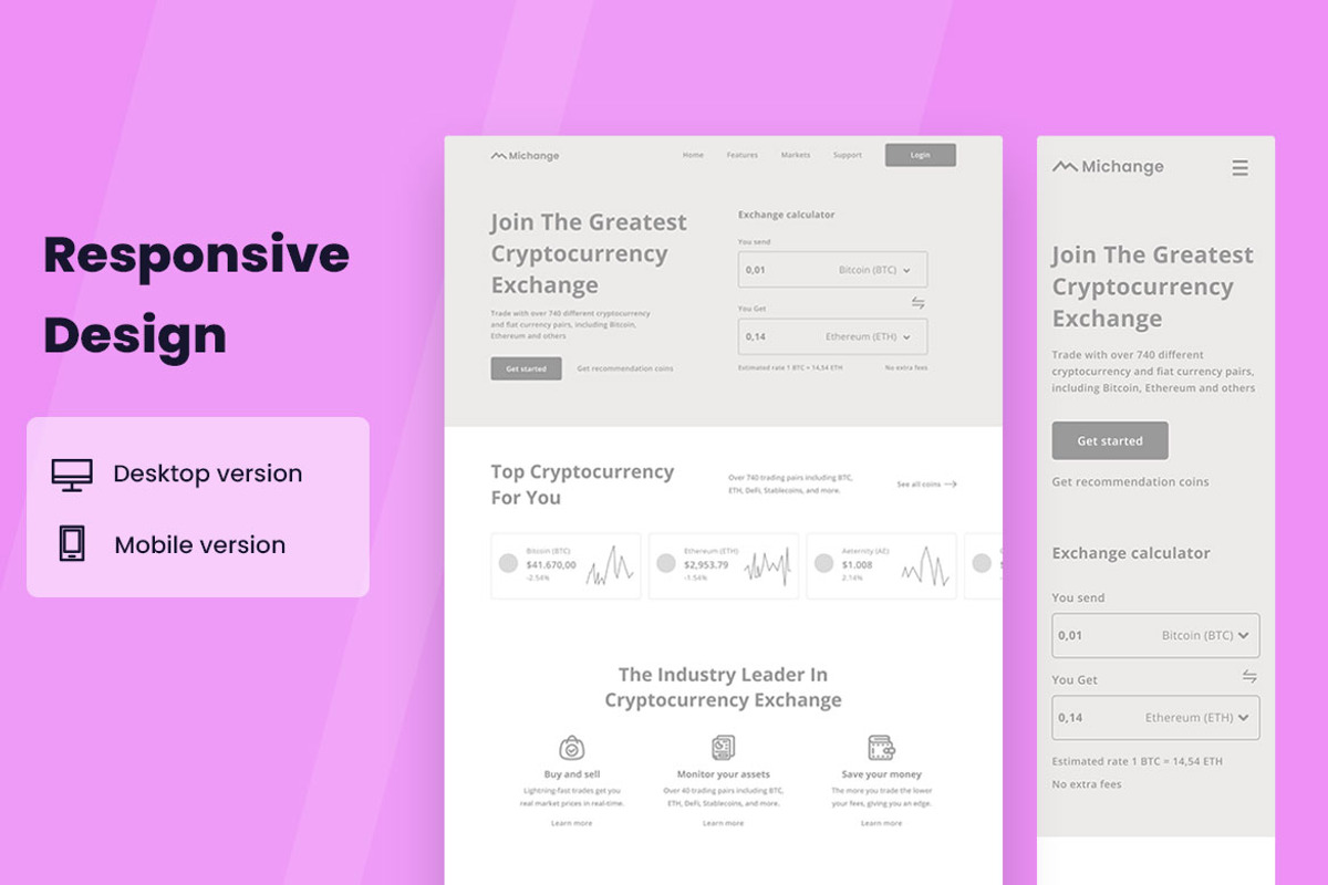 Crypto Exchange Wireframe Website, a Wireframe Template by INSPR STD (Photo 3 of 6)
