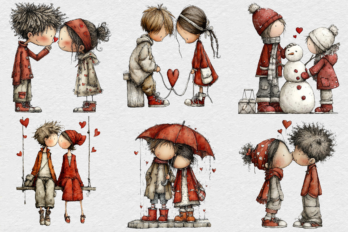 Romantic Valentine Couple Clipart, an Illustration by DreamCafeArt (Photo 2 of 6)