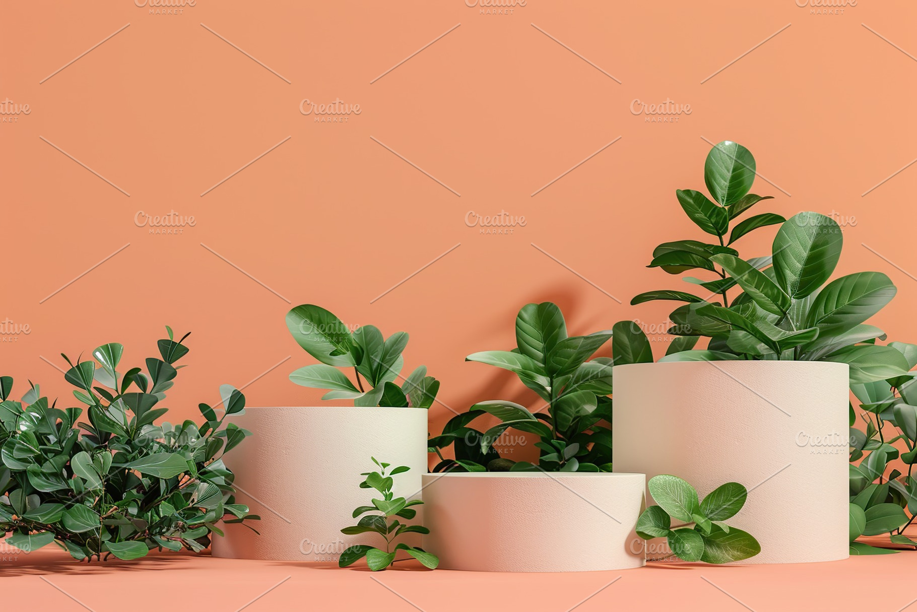 Empty podium for presentation of different goods and items with green nature le, a Photo by AlyaAnd