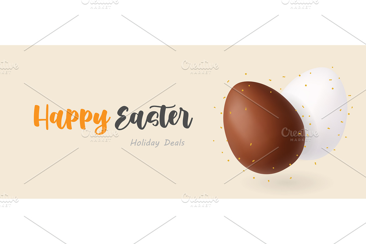 Happy Easter holiday banner with, an Object Illustration by GraphiShop