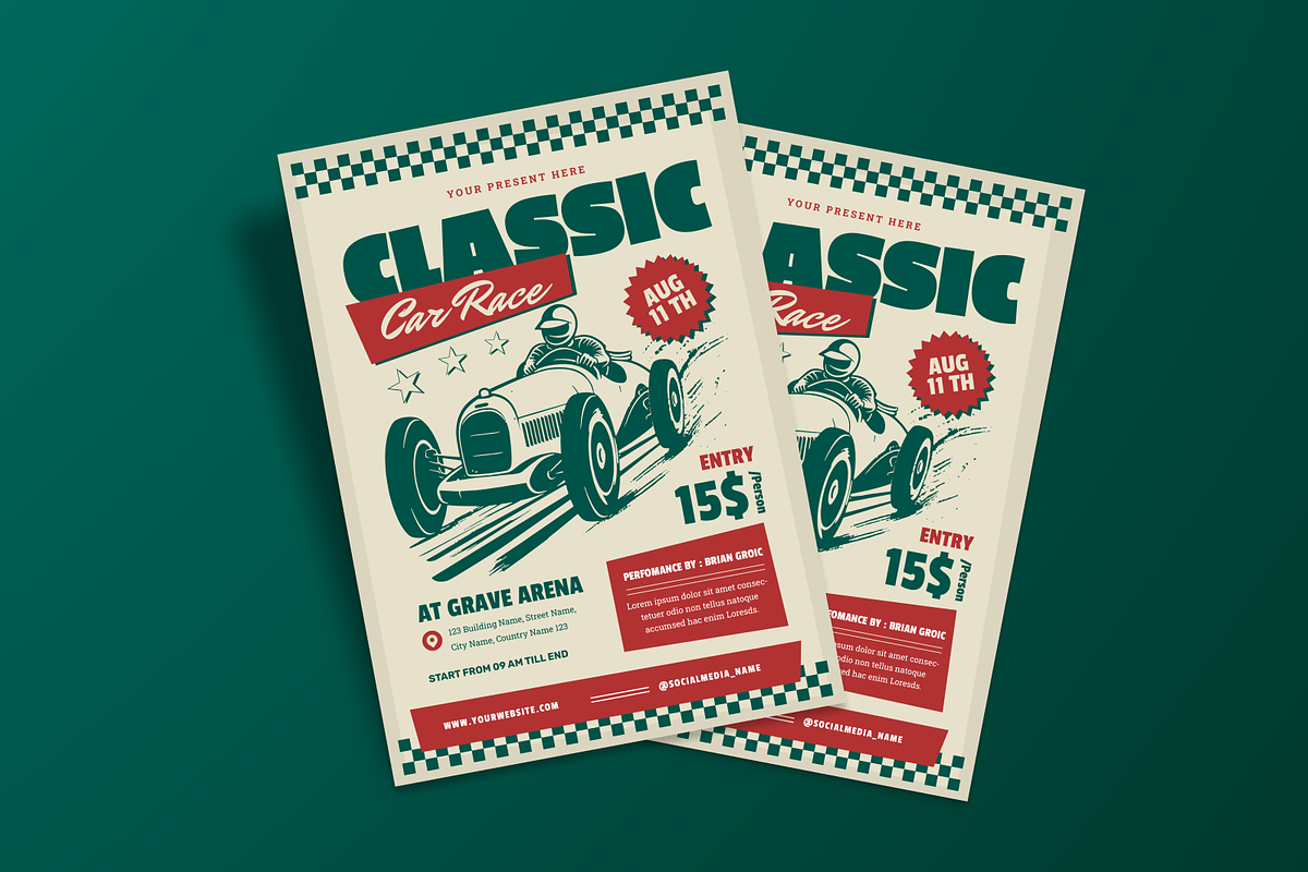 Classic Car Race Flyer, a Flyer Template by MMPixelCraft (Photo 5 of 5)