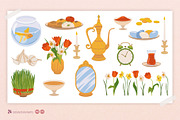 Happy Nowruz Day. Vector set, a Seasonal Illustration by Tata Pilip (Thumbnail 2 of 14)