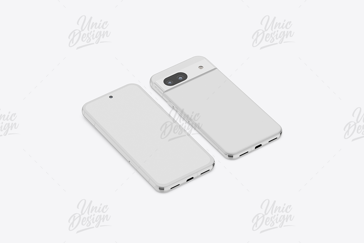 Google Pixel 8A Phone Mockup, an Android Mockup by UnicDesign (Photo 12 of 15)