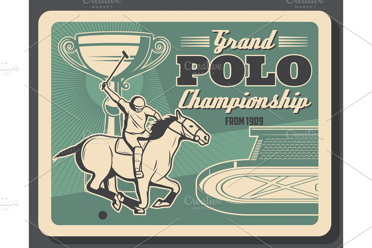 Horserace club, polo tournament, an Animal Illustration by Vector Tradition