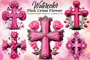 Pink Cross Flower Butterfly Clipart