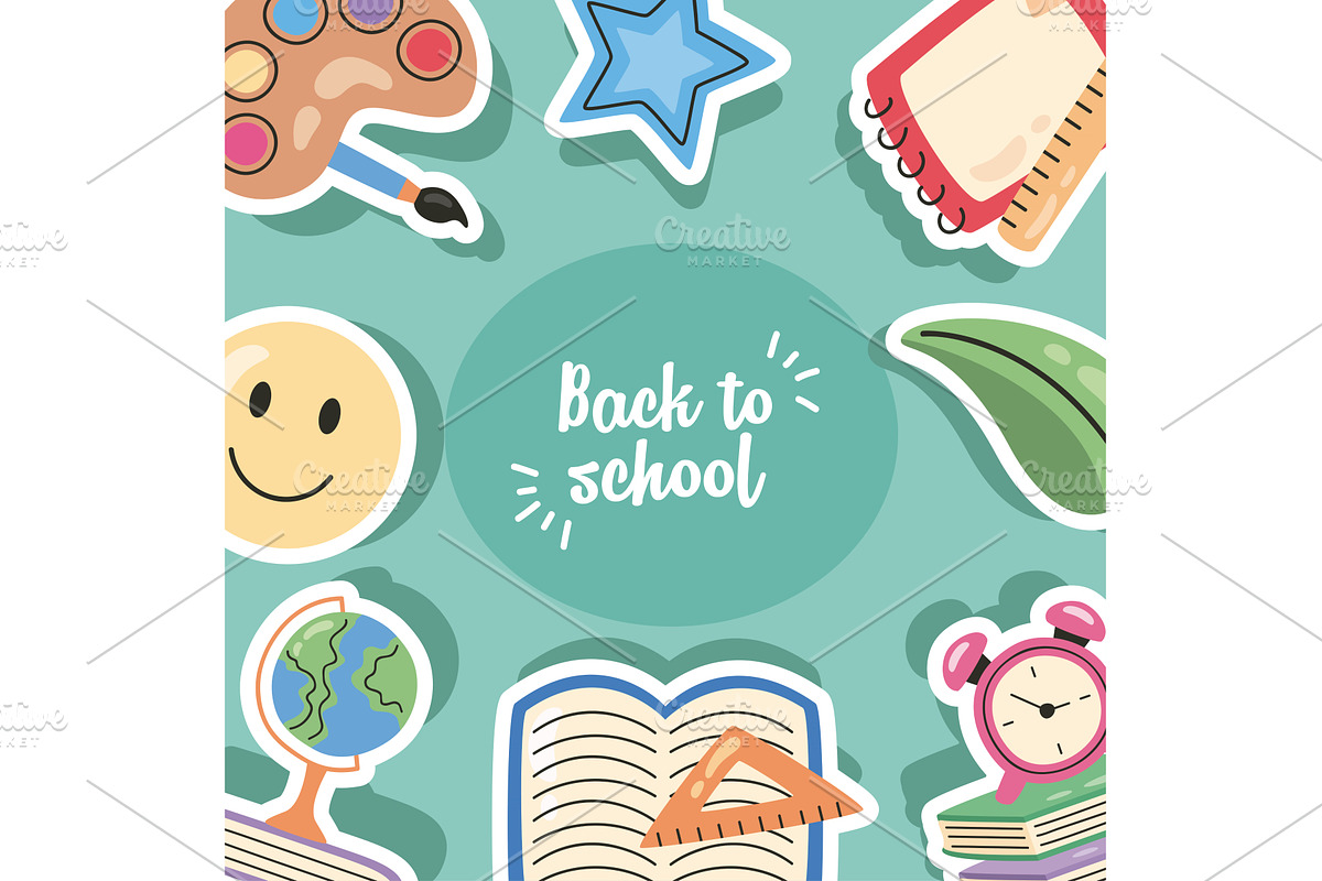 back to school lettering frame, an Education Illustration by studiogstock