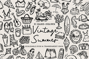 Vintage Summer Clipart, Beach Set, an Object Illustration by The October Creative