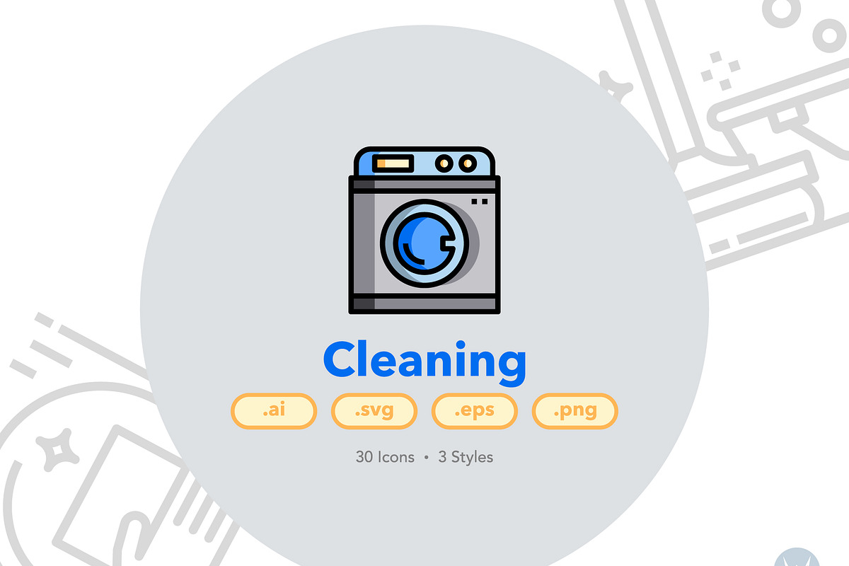 30 Cleaning Icon Sets, an Outline Icon by VINZENCE STUDIO (Photo 1 of 4)