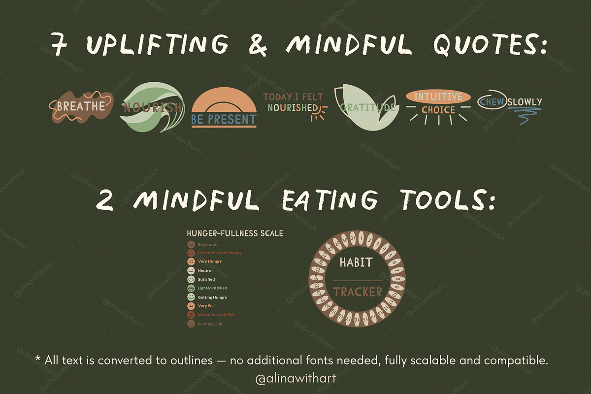 Mindful Eating Illustrations, a Food Illustration by alinawithart (Photo 3 of 13)
