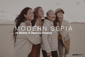 25 Modern Sepia Lightroom Presets LU, an Action Add-On by SparkleStock
