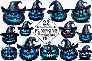 Creepy Black Halloween Pumpkin PNG, an Illustration by RobertsArt