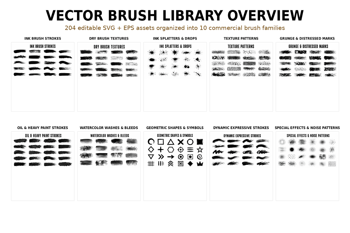 204 Ink Texture Vector Brushes, a Brush Add-On by ZinetroN (Photo 3 of 13)
