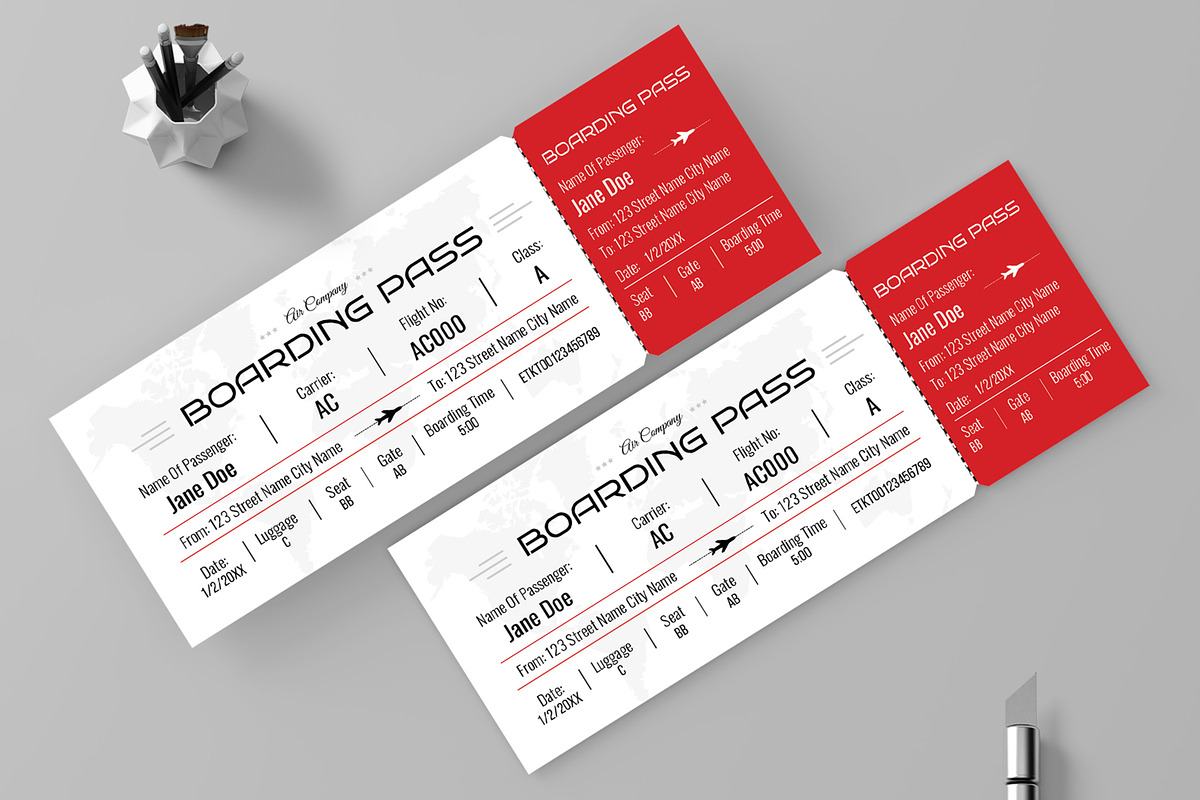 Boarding Pass Flight Ticket, a Stationery Template by ContestDesign (Photo 1 of 3)