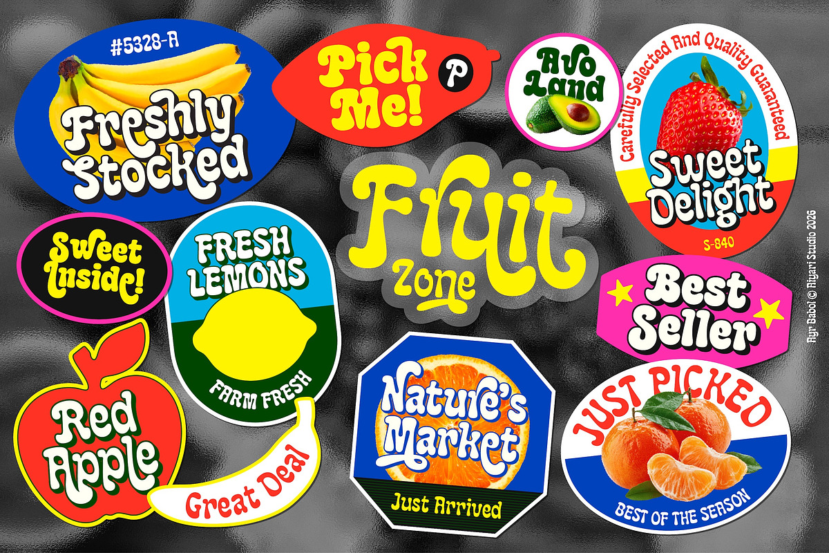 Babol – Pop Groovy Funky Typeface, a Sans Serif Font by Aiyari (Photo 13 of 13)