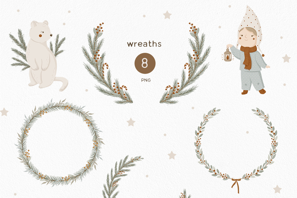 Kids Christmas clipart & pattern, an Animal Illustration by polikarpovaart (Photo 9 of 14)