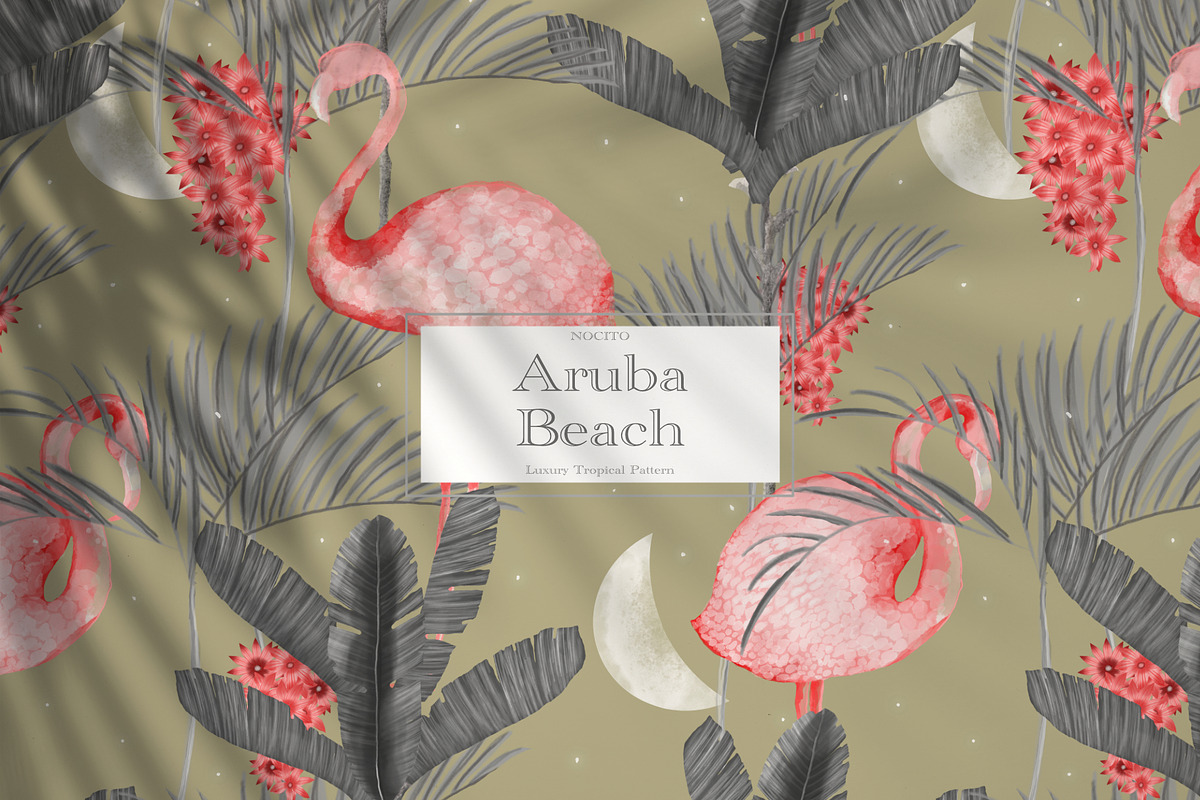Aruba Beach Luxury Tropical Pattern, a Pattern Graphic by Nocito Design ...