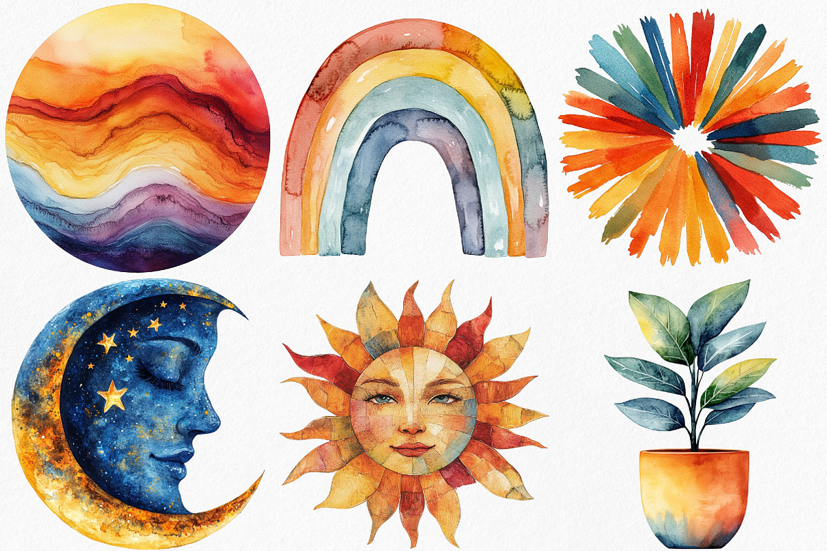 Modern Abstract Boho Clipart, an Illustration by Canvas Craft (Photo 2 of 7)