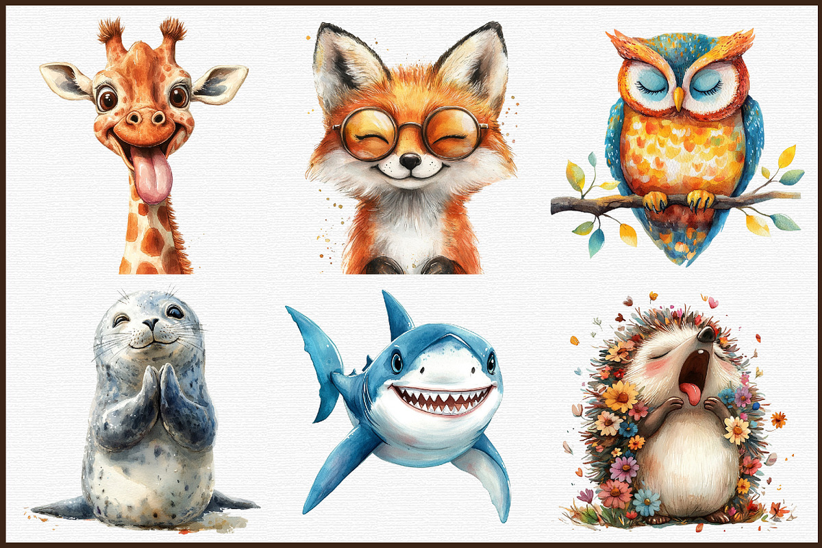 Funny Animals Clipart Sticker Clipar, an Illustration by Sublimation Artist (Photo 3 of 6)