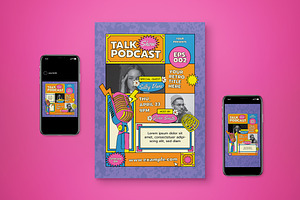 Talk Show Podcast Flyer Set, a Flyer Template by graphicook