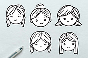 25 Girl Face Character in Line Art, a Person Illustration by jongcreative (Thumbnail 8 of 8)