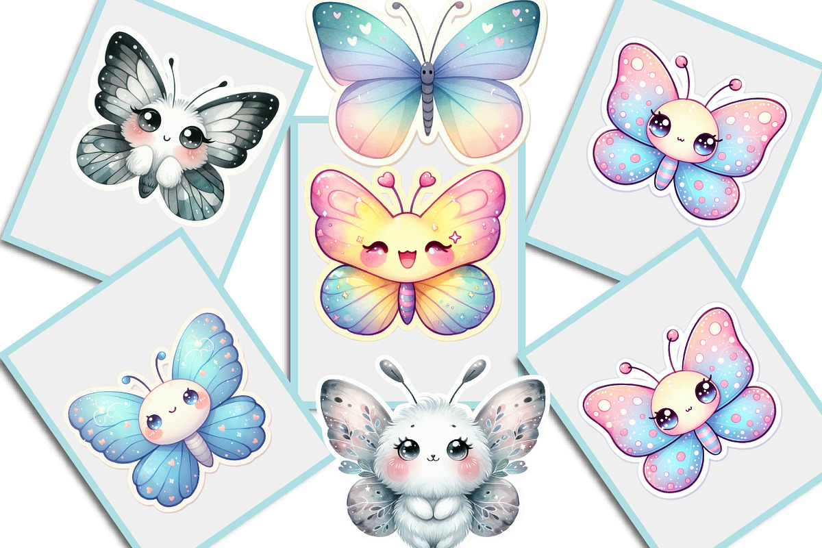 Kawaii Butterfly Stickers Bundle, an Illustration by Creative Art (Photo 6 of 7)