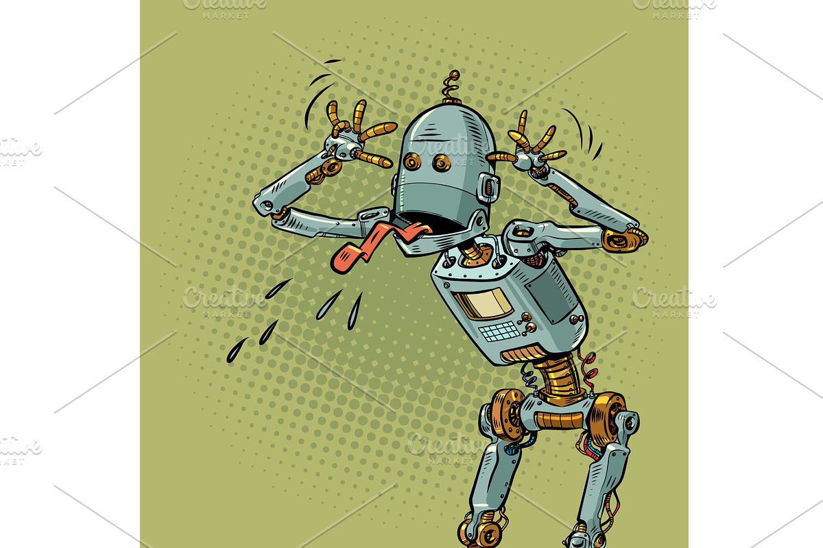 Pop Art Retro Robot sticks out, a Healthcare Illustration by studiostoks