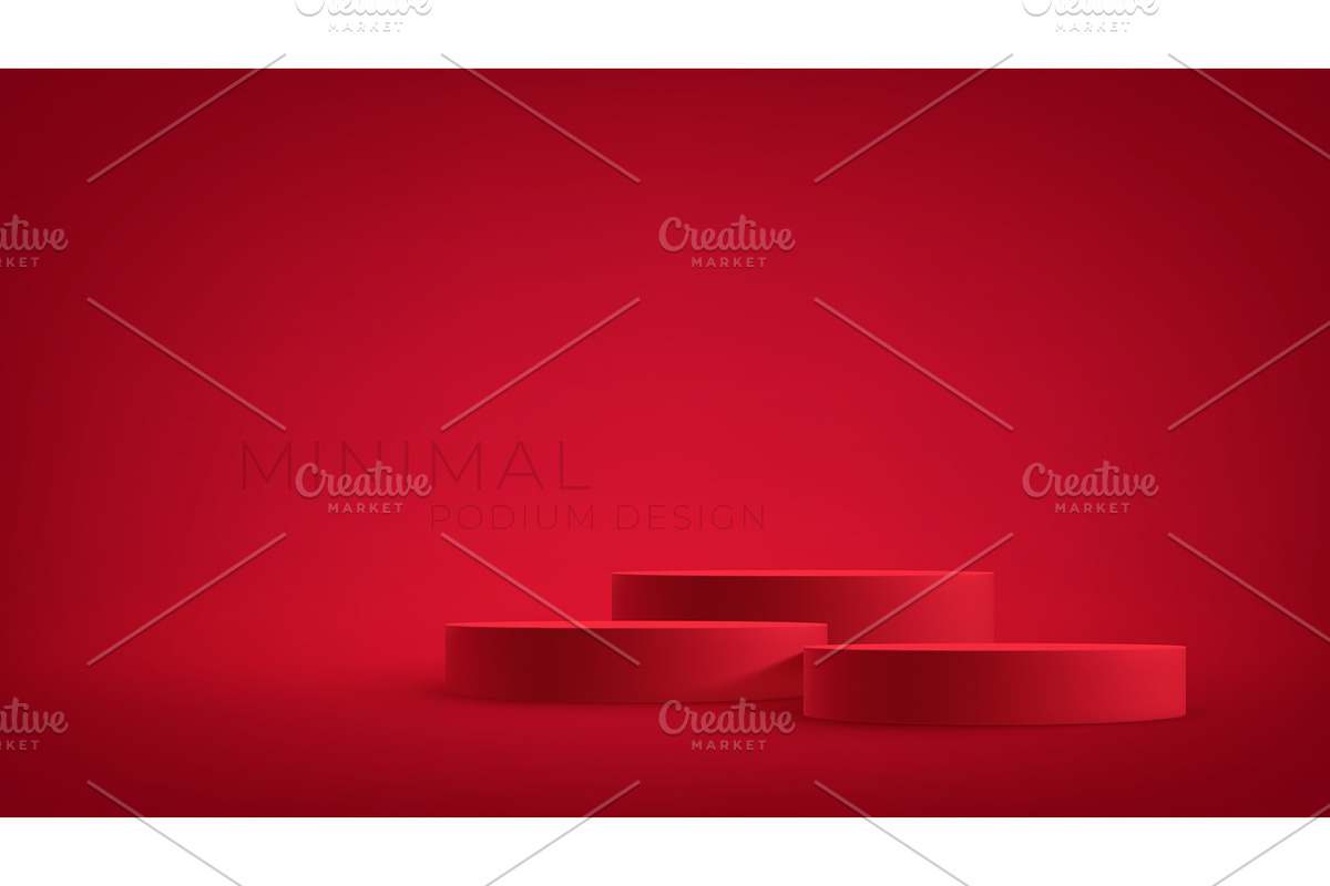 Realistic 3d red product podium on, an Object Illustration by Vik_Y  Vector&Design