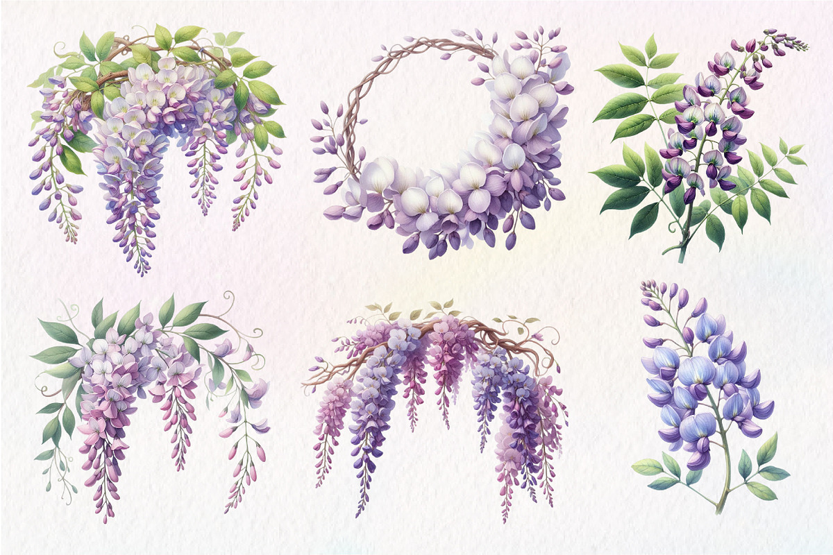 Wisteria Floral Garden Clipart, an Illustration by Dream Creation (Photo 2 of 7)