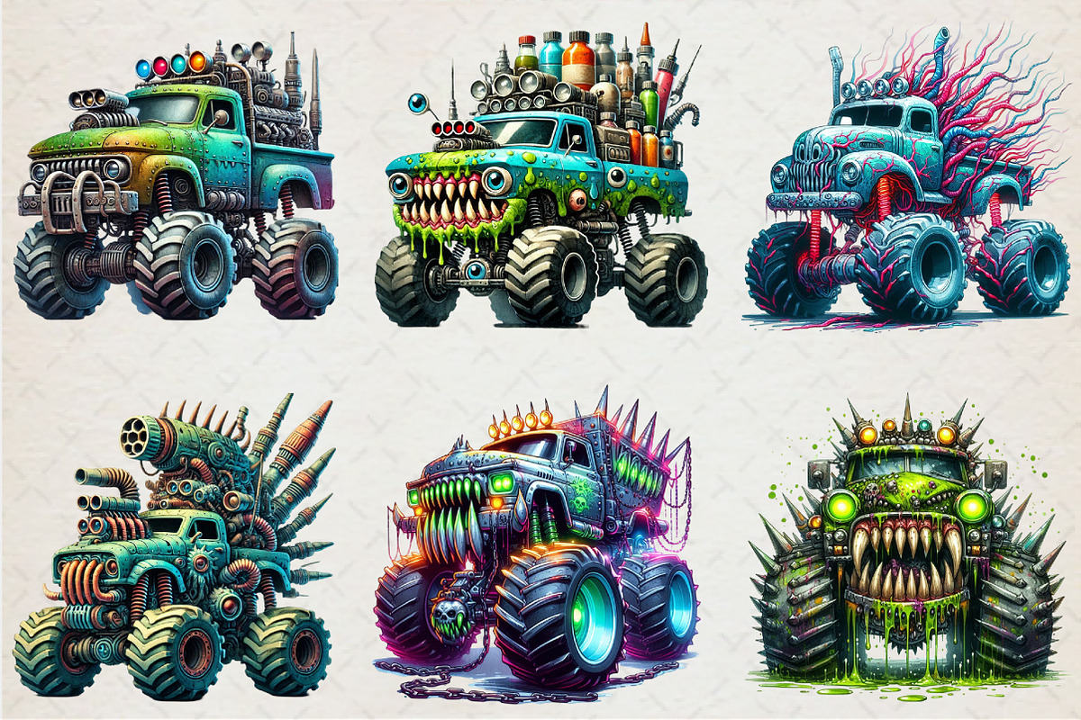 Mutant Monster Truck PNG Bundle, an Illustration by Rose Art (Photo 3 of 3)