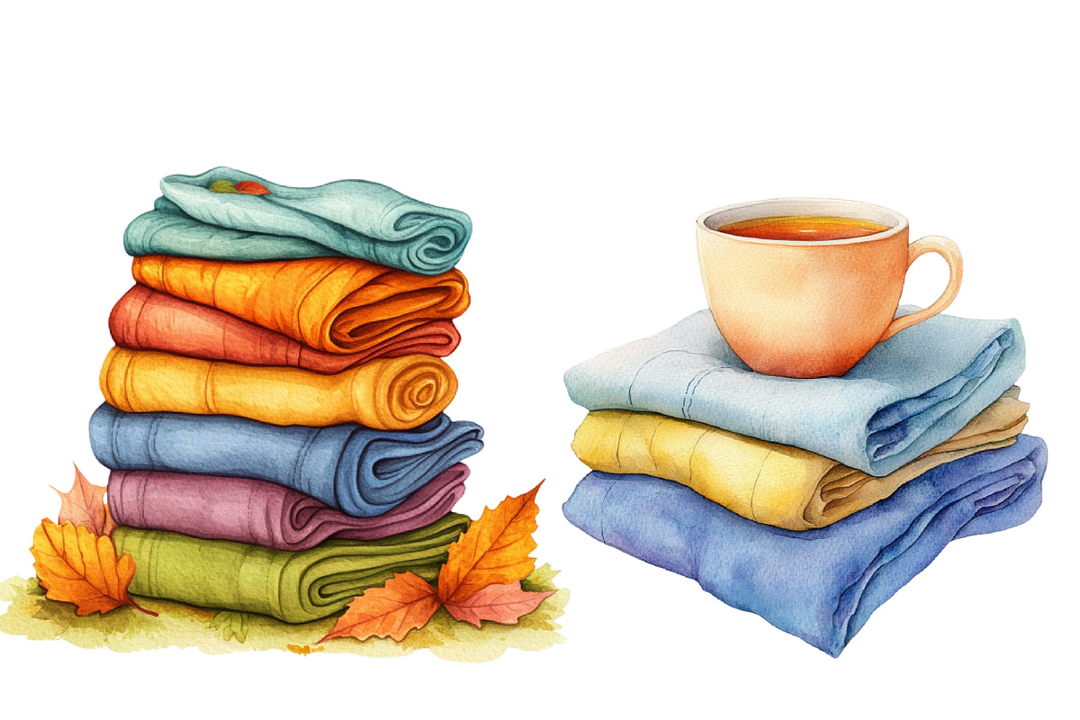 Watercolor Autumn Laundry Clipart, an Illustration by Designworld (Photo 5 of 6)