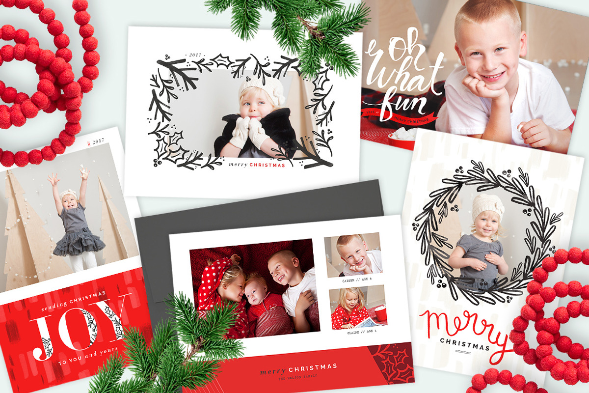 Berry Red | Christmas Card Bundle, a Card Template by The Modern Collective (Photo 1 of 6)