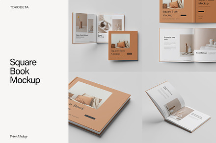Square Book Mockup, a Books & Magazine Mockup by Tokobeta