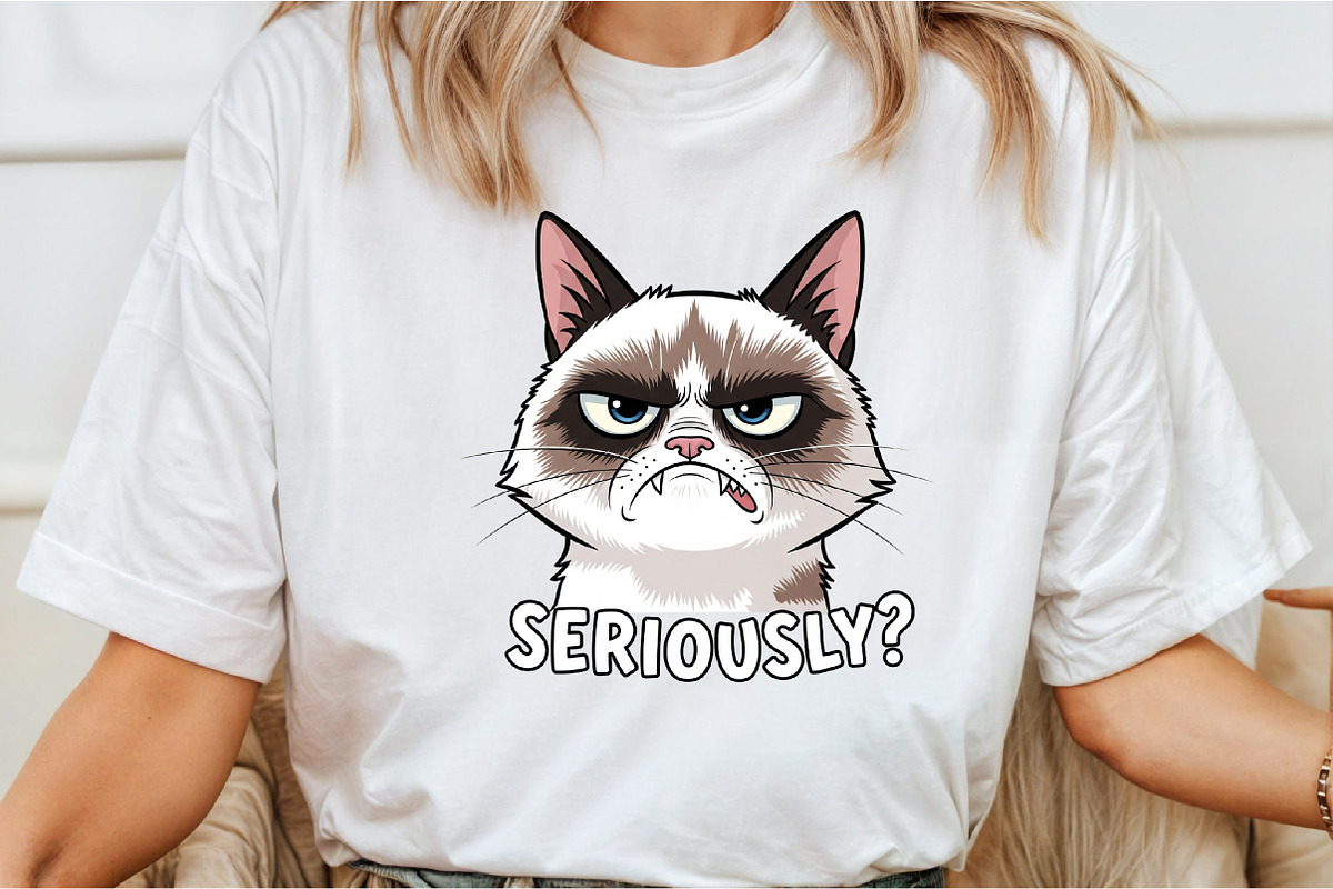 Funny Cat Seriously PNG, an Illustration by DreamCafeArt (Photo 5 of 6)