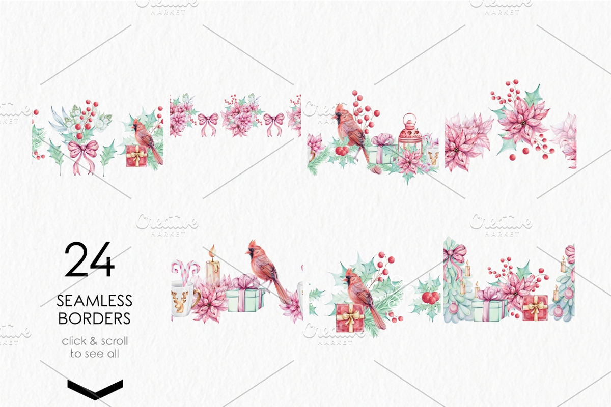 Watercolor Romantic Christmas, a Seasonal Illustration by katmonne (Photo 8 of 16)