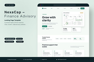 Nexa Finance Advisory Landing Page, an UI Kit Template by Pitchlook.Studio