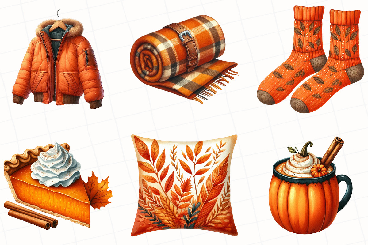 Watercolor Orange Autumn Clipart, an Illustration by OK Design (Photo 5 of 5)