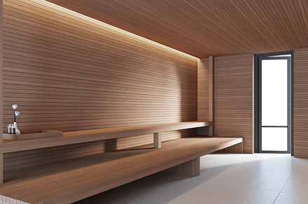Interior of modern Sauna room, an Architecture Photo by TONTECTONIX