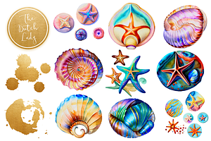 Fantasy Seashell & Starfish Clipart