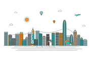 Hong Kong line art skyline, a Finance Illustration by LisaKolbasa (Thumbnail 1 of 3)
